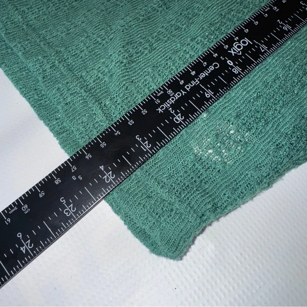 Free People Knit Pointelle Sweater Top Green V-Neck sz M